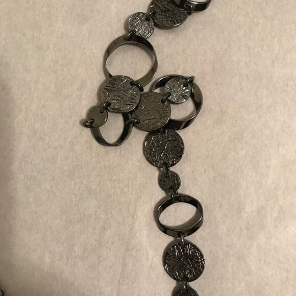 Lia Sophia "Imprint" Hematite Tone Necklace 35-38” - Picture 4 of 5